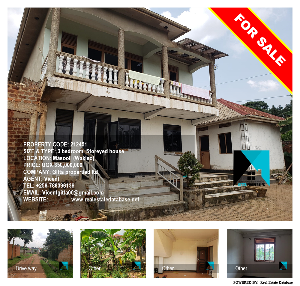 3 bedroom Storeyed house  for sale in Masooli Wakiso Uganda, code: 212451