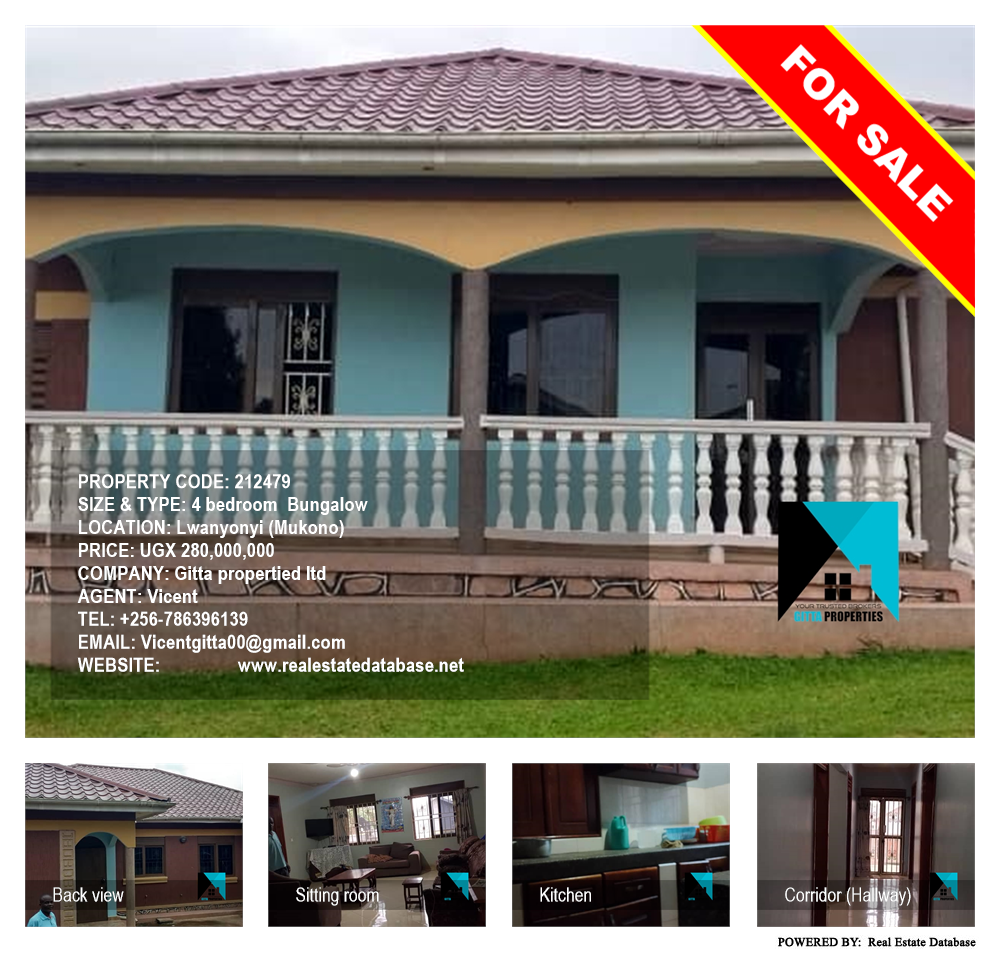 4 bedroom Bungalow  for sale in Lwanyonyi Mukono Uganda, code: 212479