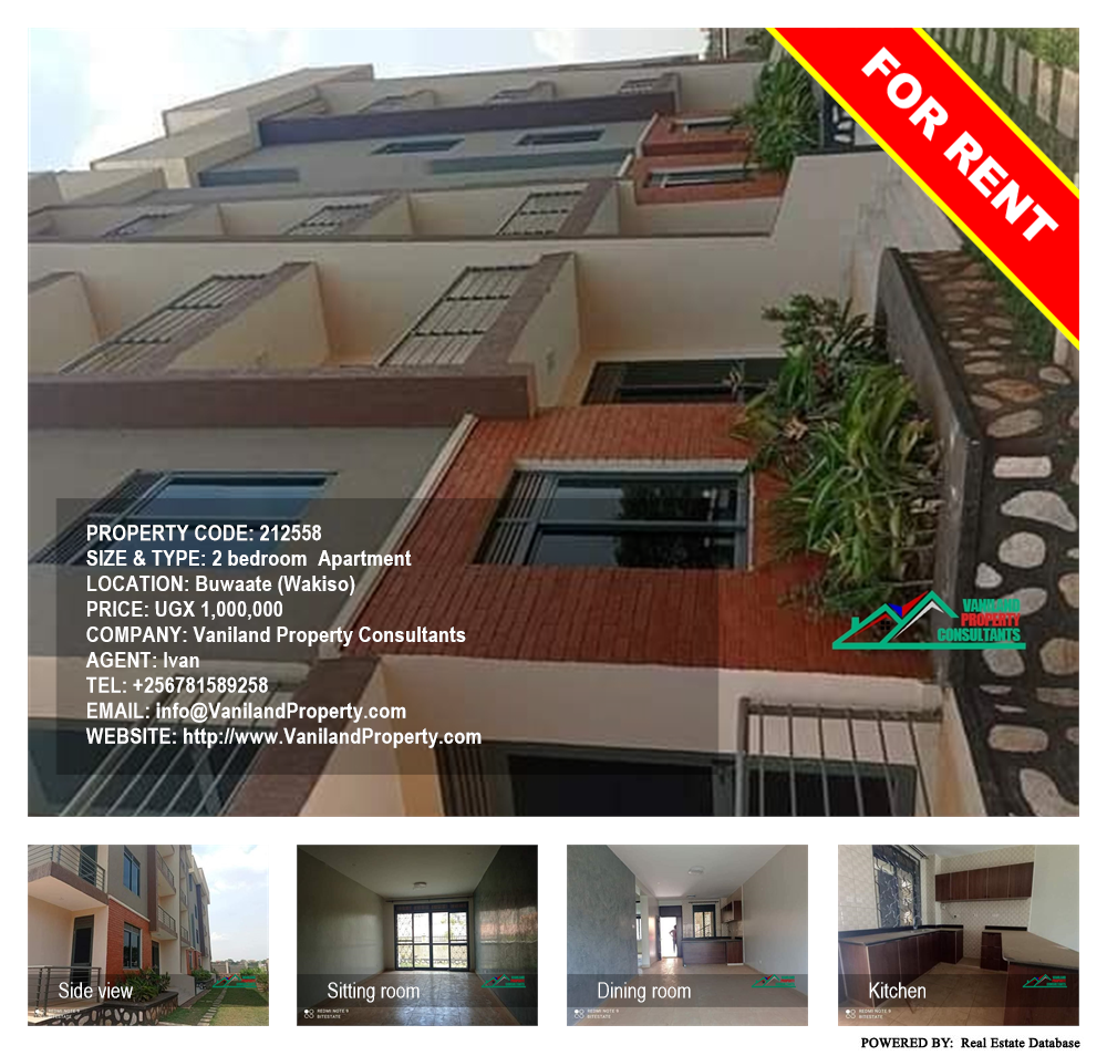 2 bedroom Apartment  for rent in Buwaate Wakiso Uganda, code: 212558