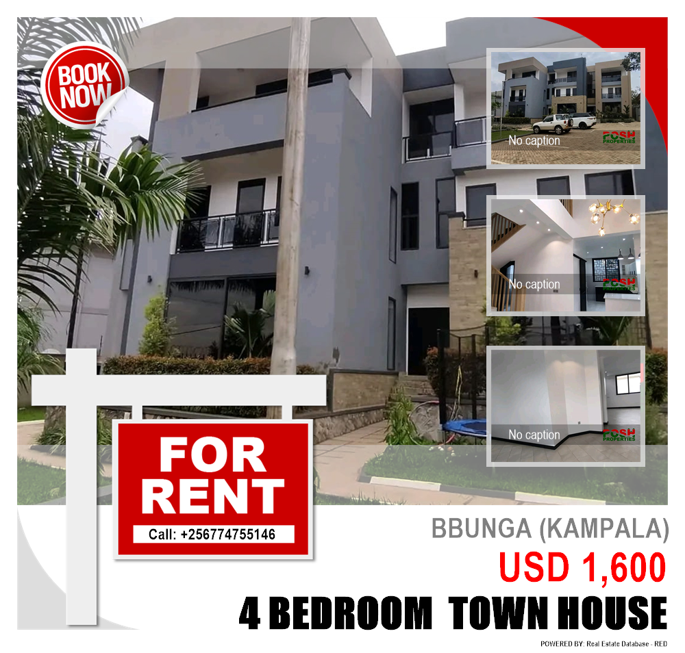 4 bedroom Town House  for rent in Bbunga Kampala Uganda, code: 212566