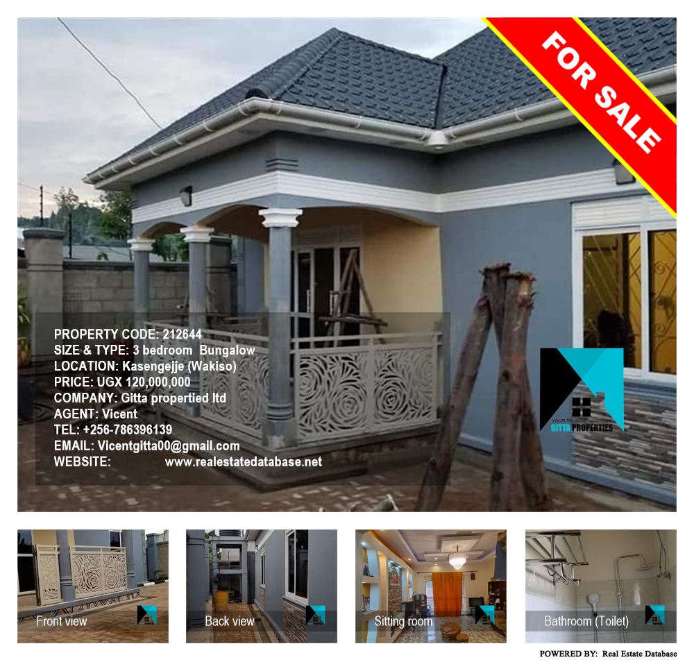 3 bedroom Bungalow  for sale in Kasengejje Wakiso Uganda, code: 212644