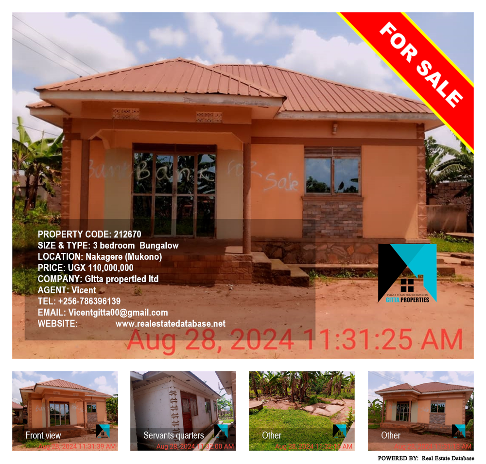 3 bedroom Bungalow  for sale in Nakagere Mukono Uganda, code: 212670