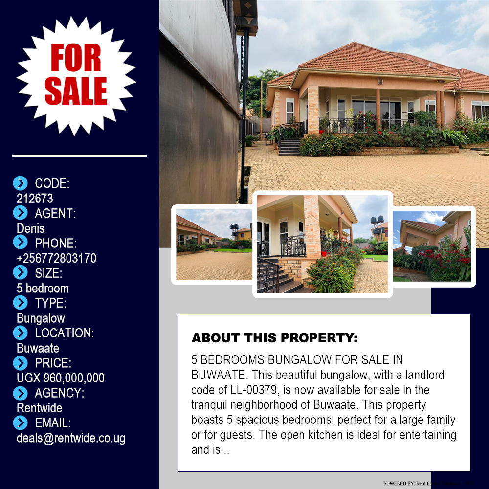 5 bedroom Bungalow  for sale in Buwaate Wakiso Uganda, code: 212673