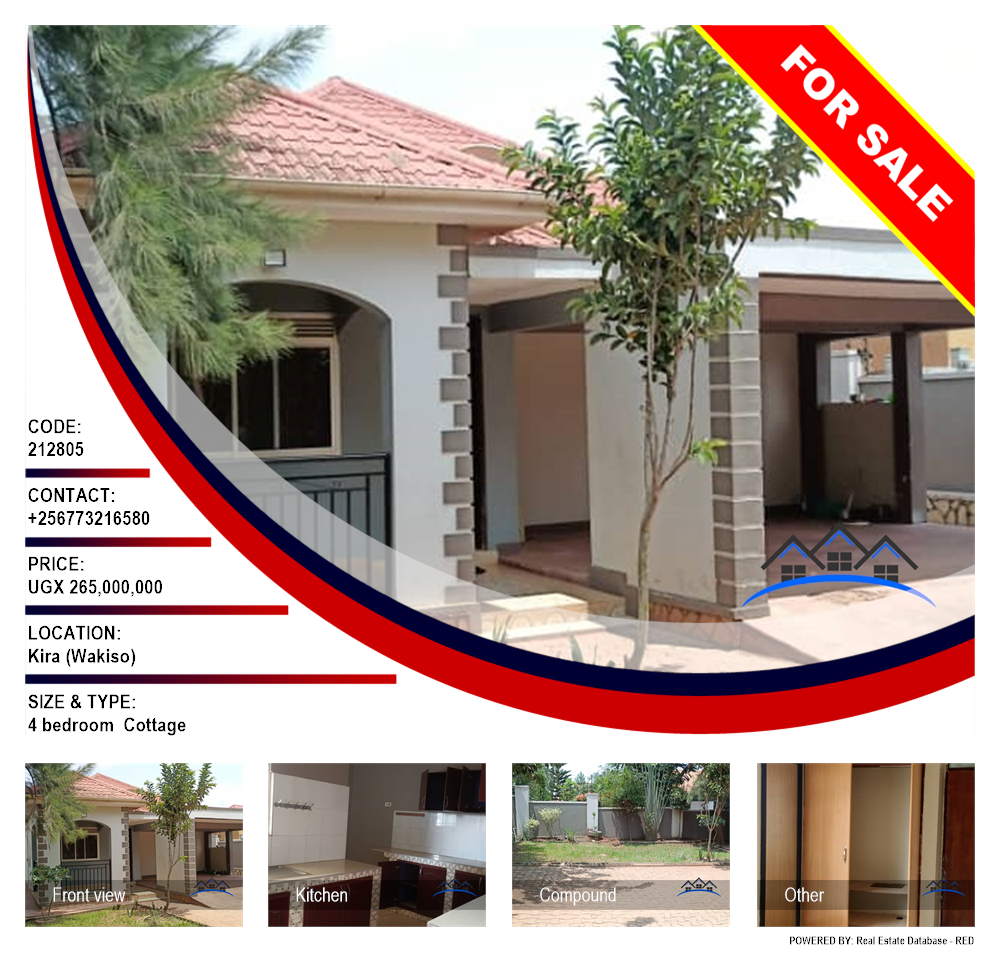 4 bedroom Cottage  for sale in Kira Wakiso Uganda, code: 212805