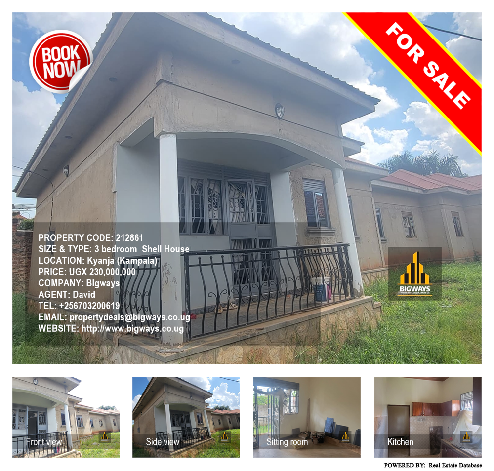 3 bedroom Shell House  for sale in Kyanja Kampala Uganda, code: 212861