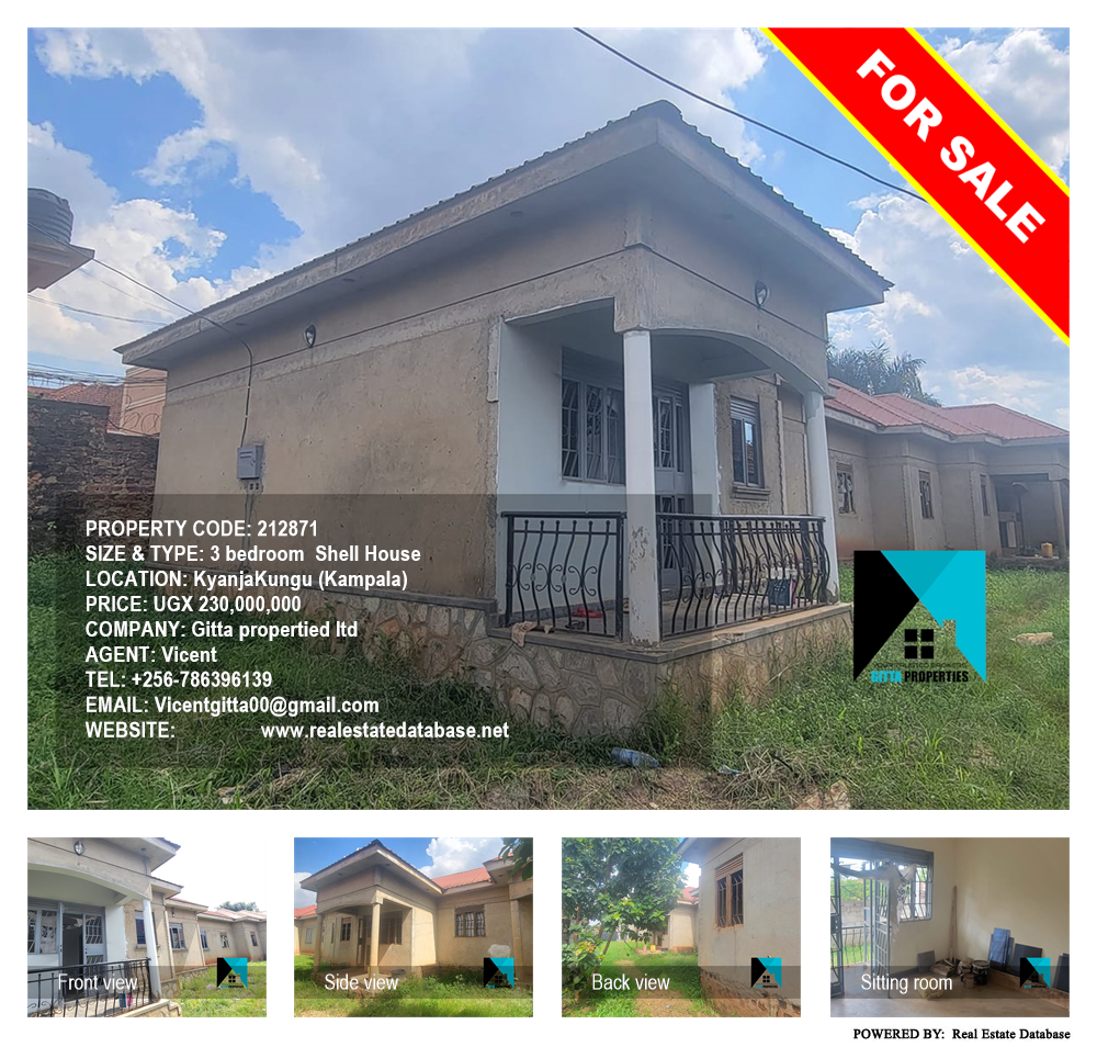 3 bedroom Shell House  for sale in KyanjaKungu Kampala Uganda, code: 212871