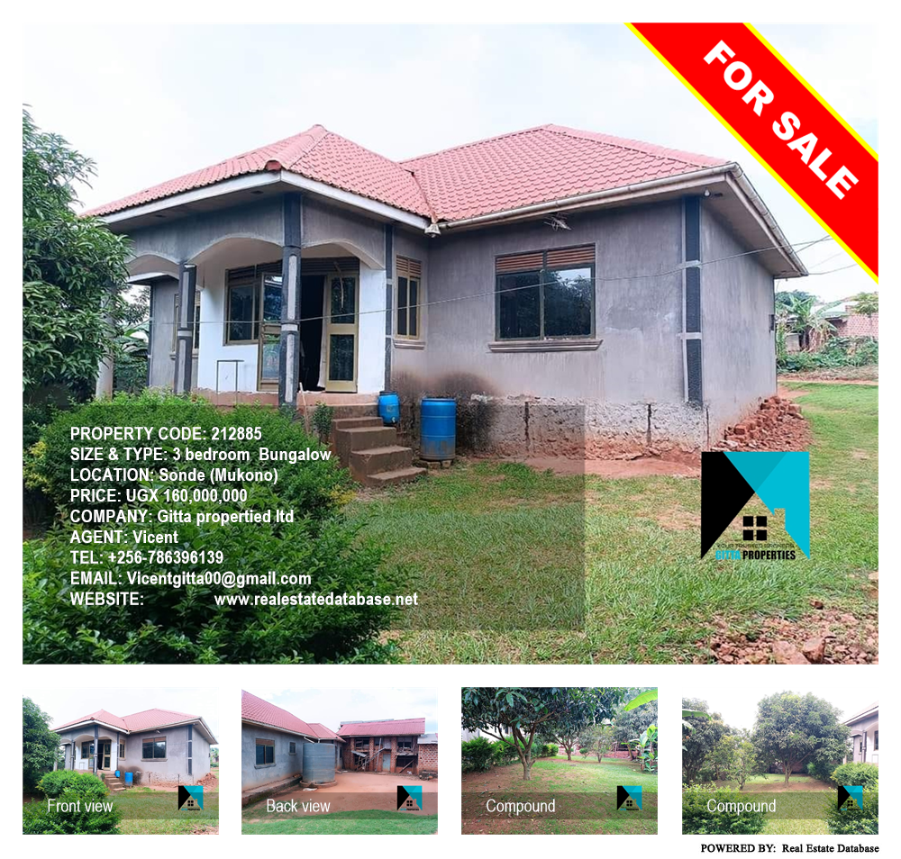 3 bedroom Bungalow  for sale in Sonde Mukono Uganda, code: 212885