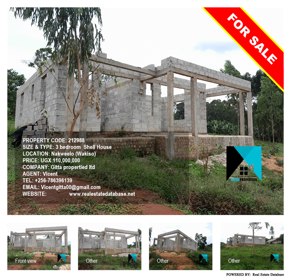 3 bedroom Shell House  for sale in Nakweelo Wakiso Uganda, code: 212988