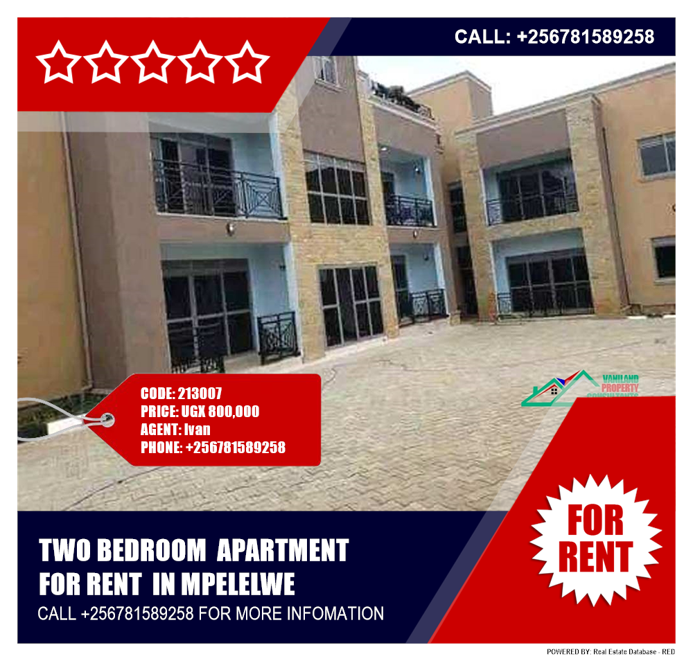 2 bedroom Apartment  for rent in Mpelelwe Kampala Uganda, code: 213007