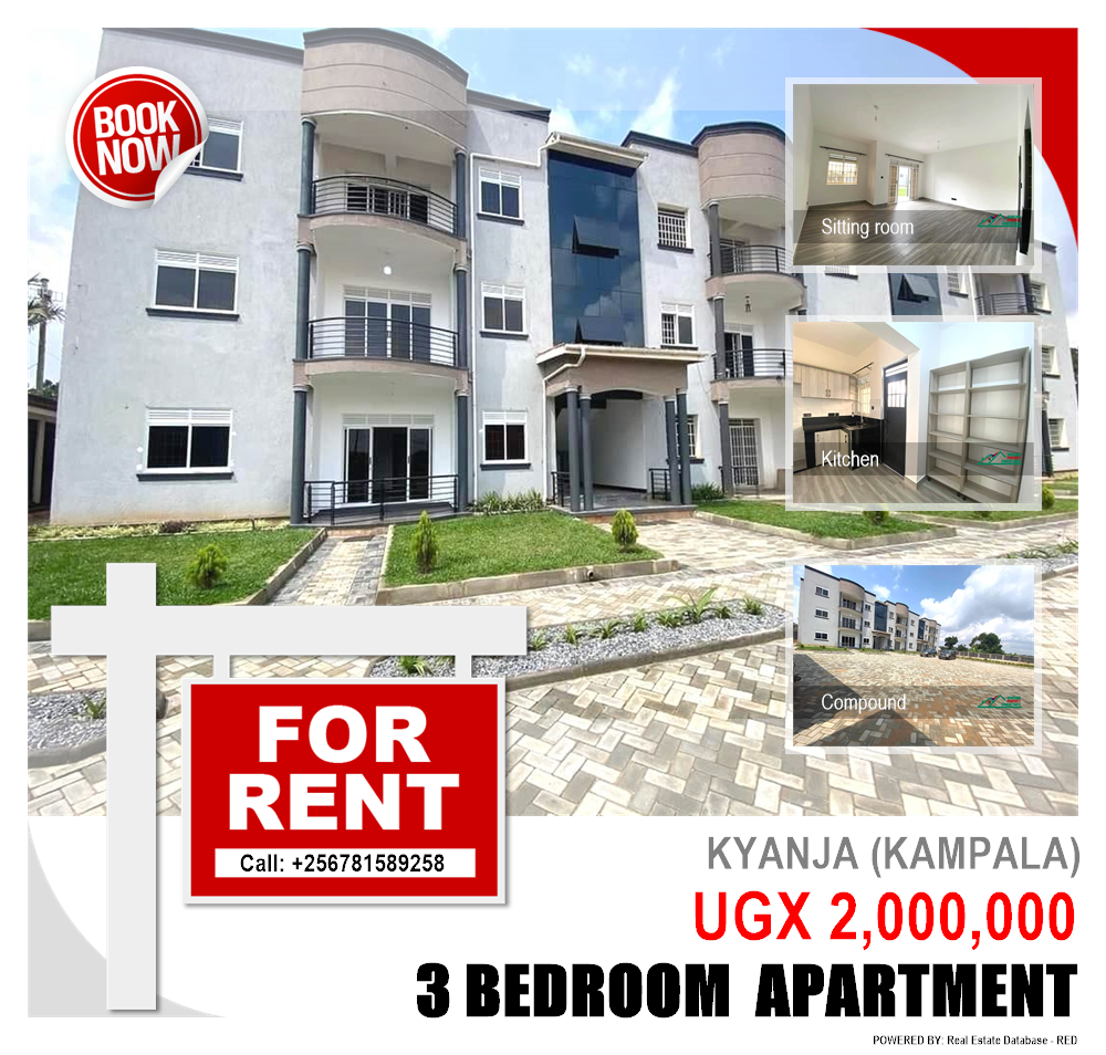 3 bedroom Apartment  for rent in Kyanja Kampala Uganda, code: 213072