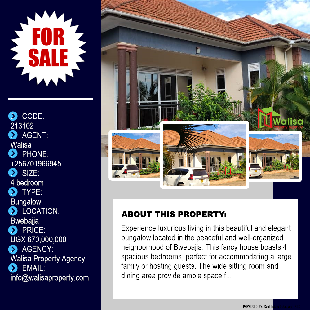 4 bedroom Bungalow  for sale in Bwebajja Wakiso Uganda, code: 213102