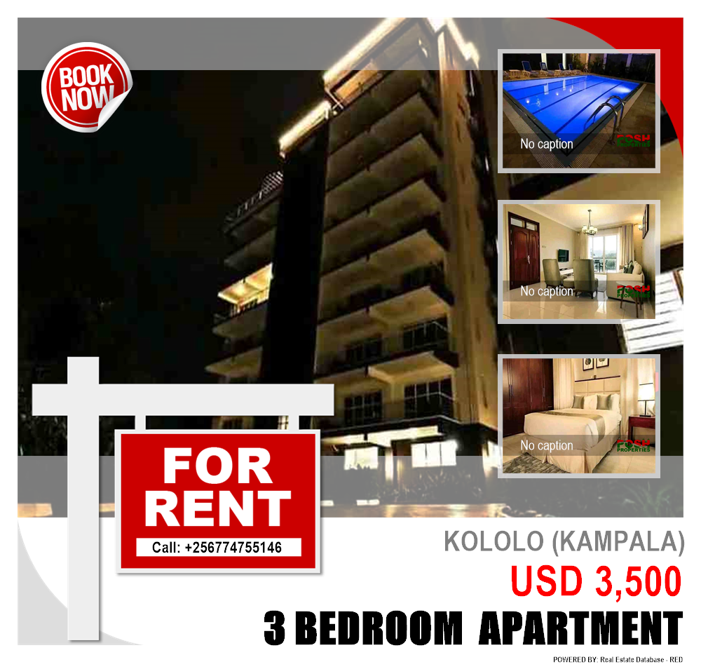 3 bedroom Apartment  for rent in Kololo Kampala Uganda, code: 213149