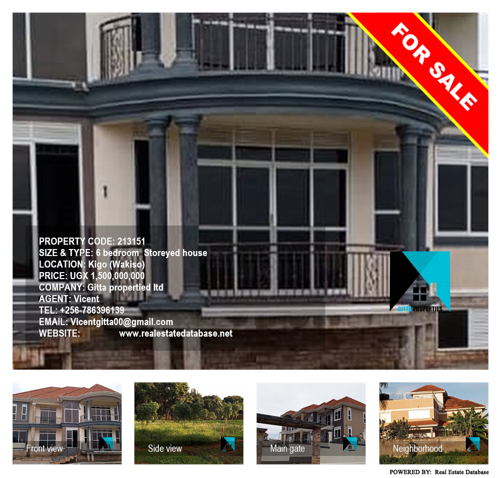 6 bedroom Storeyed house  for sale in Kigo Wakiso Uganda, code: 213151