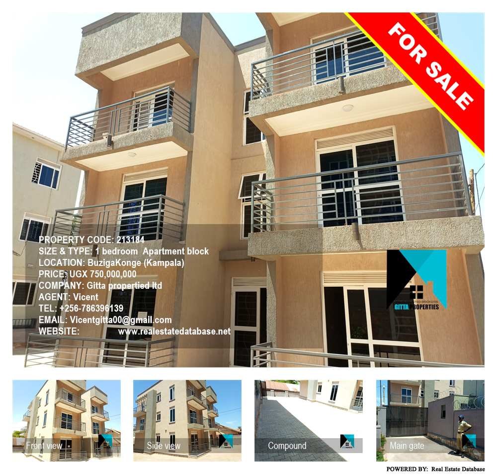 1 bedroom Apartment block  for sale in BuzigaKonge Kampala Uganda, code: 213184