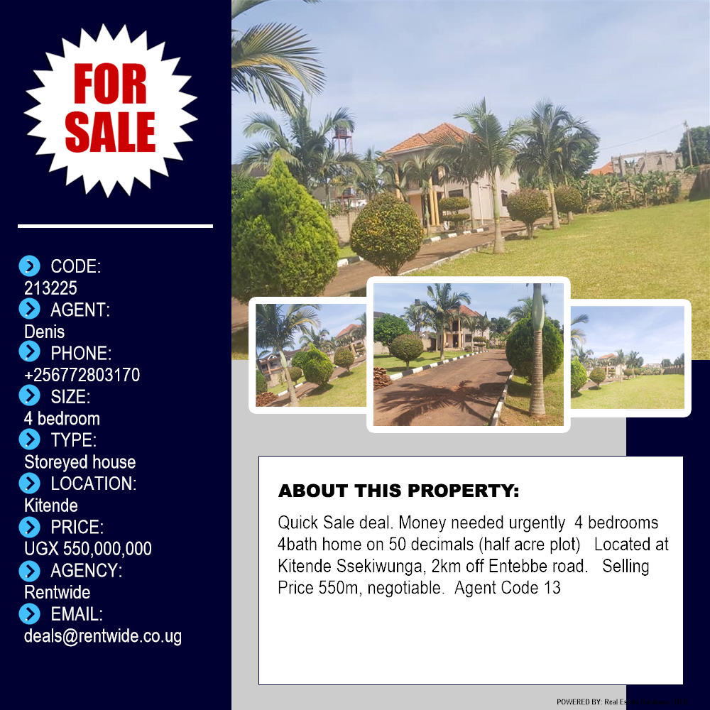 4 bedroom Storeyed house  for sale in Kitende Wakiso Uganda, code: 213225