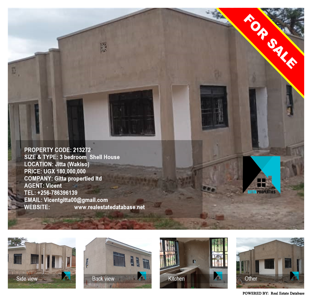 3 bedroom Shell House  for sale in Jitta Wakiso Uganda, code: 213272