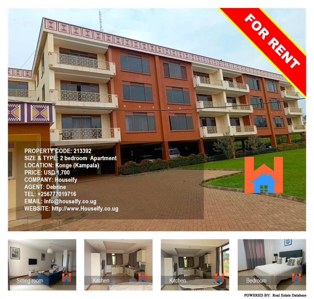 2 bedroom Apartment  for rent in Konge Kampala Uganda, code: 213392