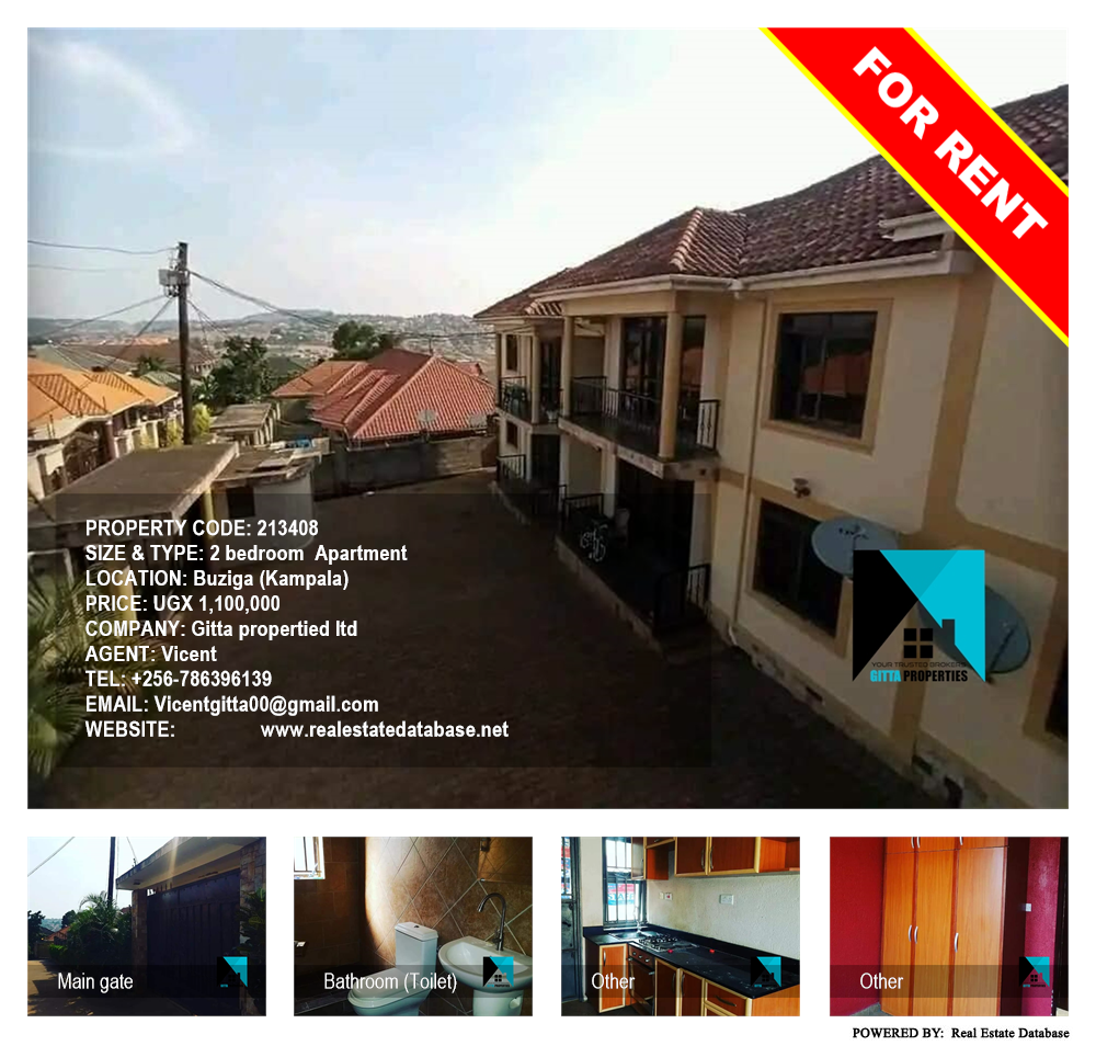 2 bedroom Apartment  for rent in Buziga Kampala Uganda, code: 213408