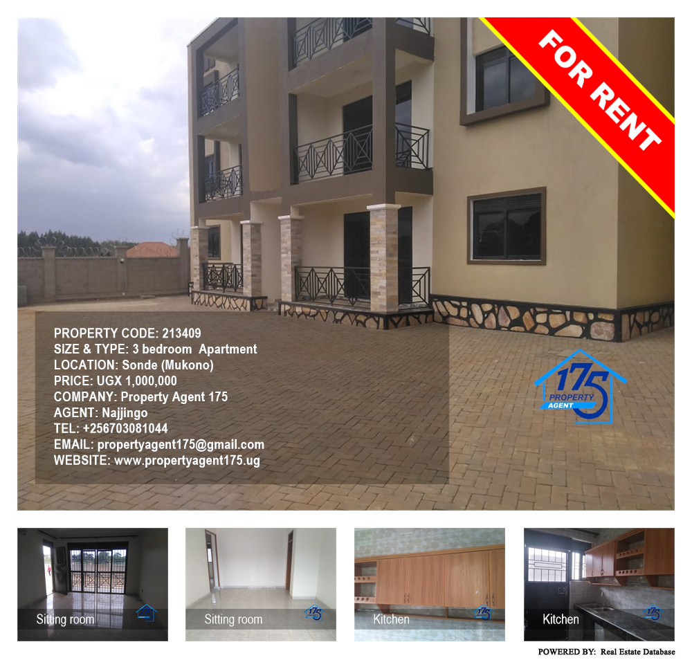 3 bedroom Apartment  for rent in Sonde Mukono Uganda, code: 213409