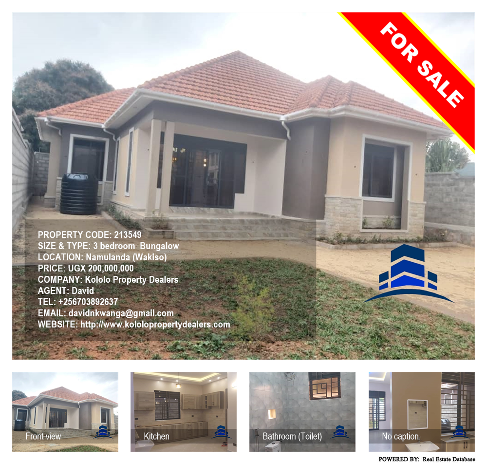 3 bedroom Bungalow  for sale in Namulanda Wakiso Uganda, code: 213549