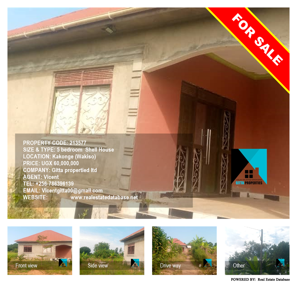 5 bedroom Shell House  for sale in Kakonge Wakiso Uganda, code: 213577