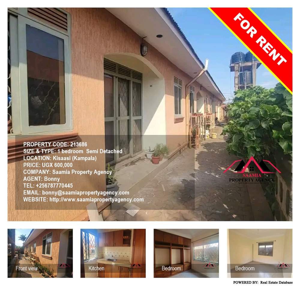 1 bedroom Semi Detached  for rent in Kisaasi Kampala Uganda, code: 213686