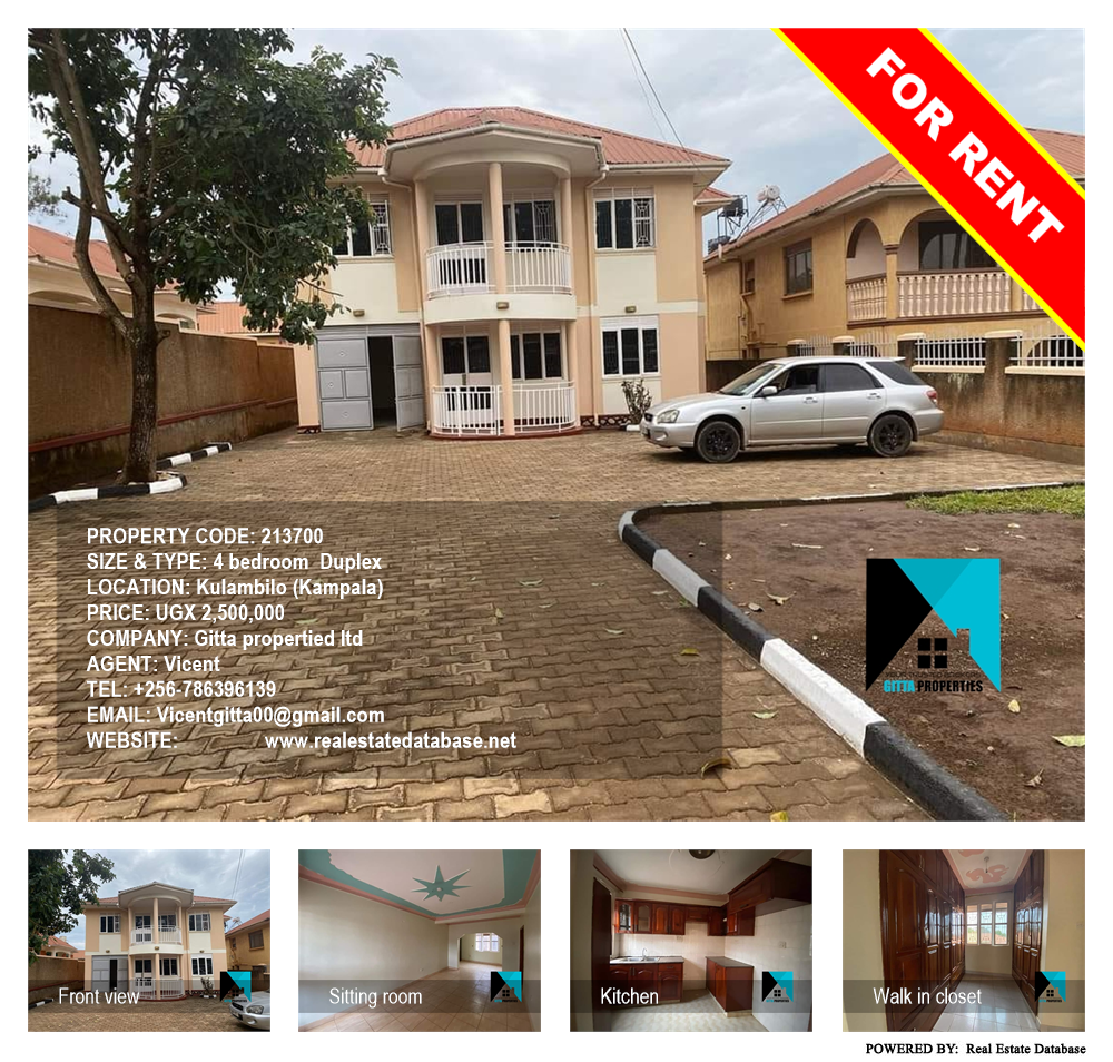 4 bedroom Duplex  for rent in Kulambilo Kampala Uganda, code: 213700