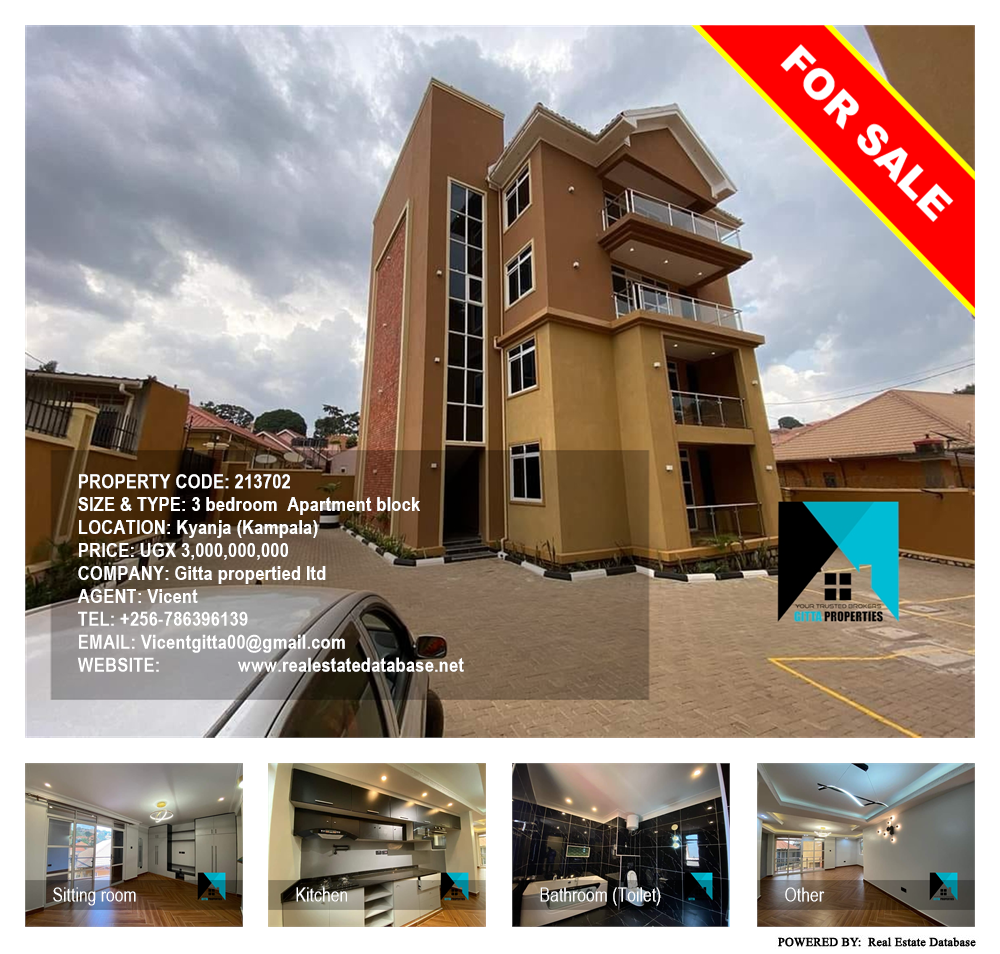 3 bedroom Apartment block  for sale in Kyanja Kampala Uganda, code: 213702