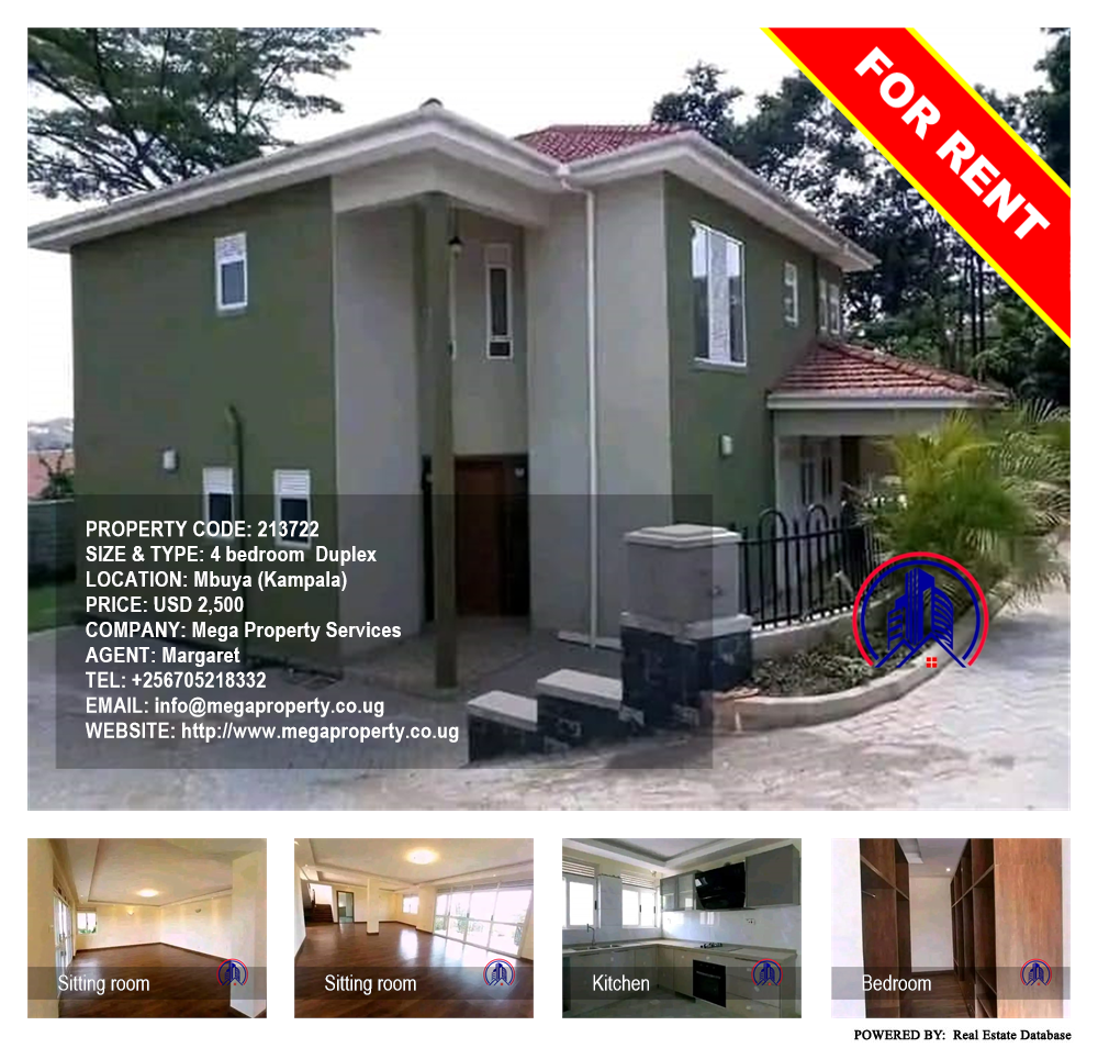 4 bedroom Duplex  for rent in Mbuya Kampala Uganda, code: 213722