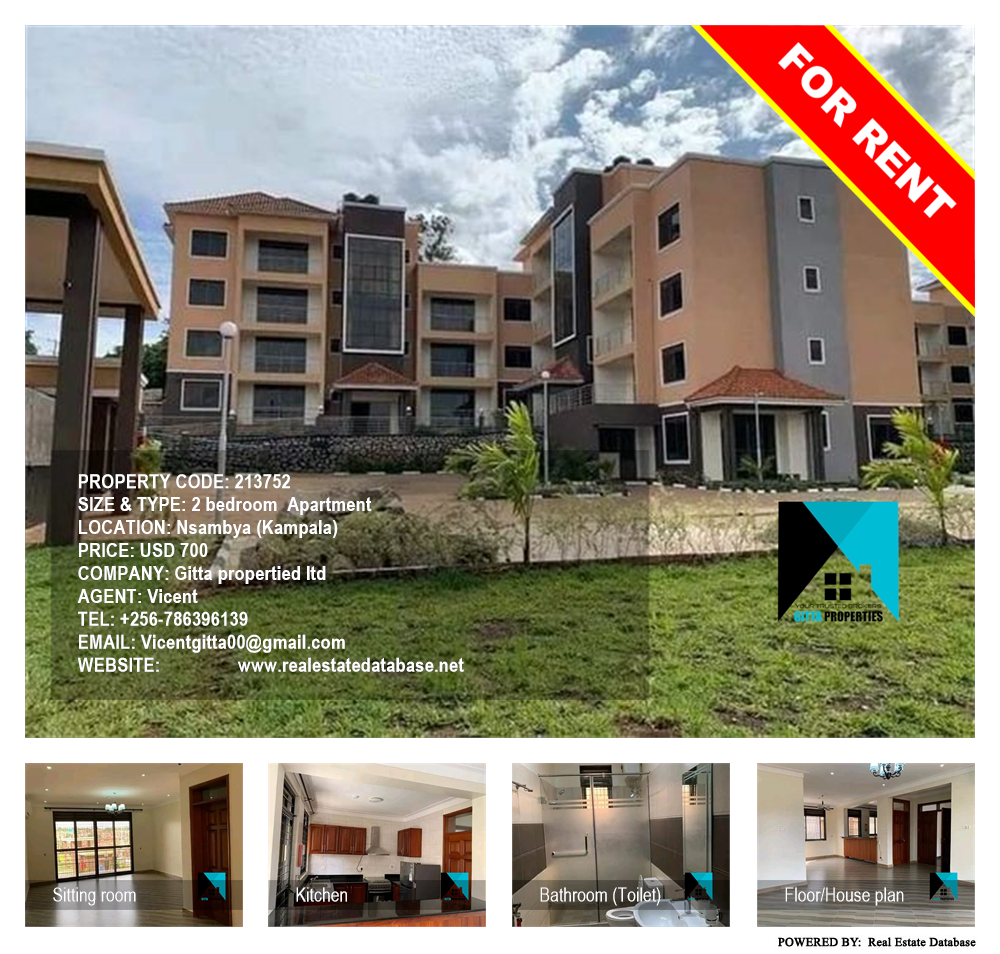 2 bedroom Apartment  for rent in Nsambya Kampala Uganda, code: 213752