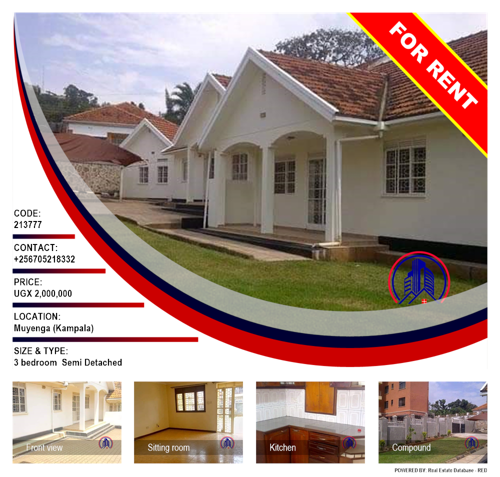 3 bedroom Semi Detached  for rent in Muyenga Kampala Uganda, code: 213777