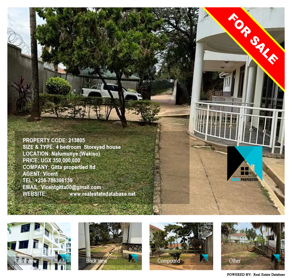 4 bedroom Storeyed house  for sale in Nalumunye Wakiso Uganda, code: 213805