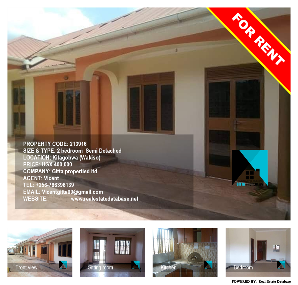 2 bedroom Semi Detached  for rent in Kitagobwa Wakiso Uganda, code: 213916