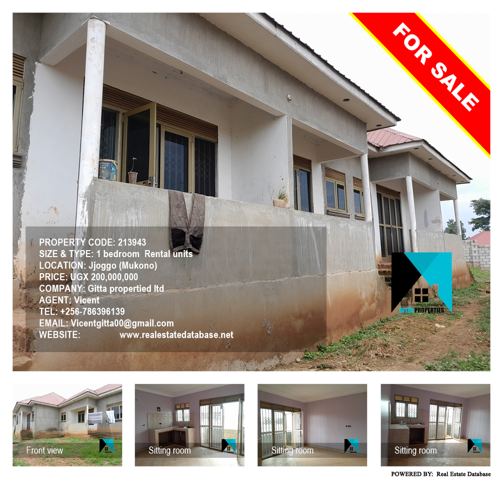 1 bedroom Rental units  for sale in Jjoggo Mukono Uganda, code: 213943