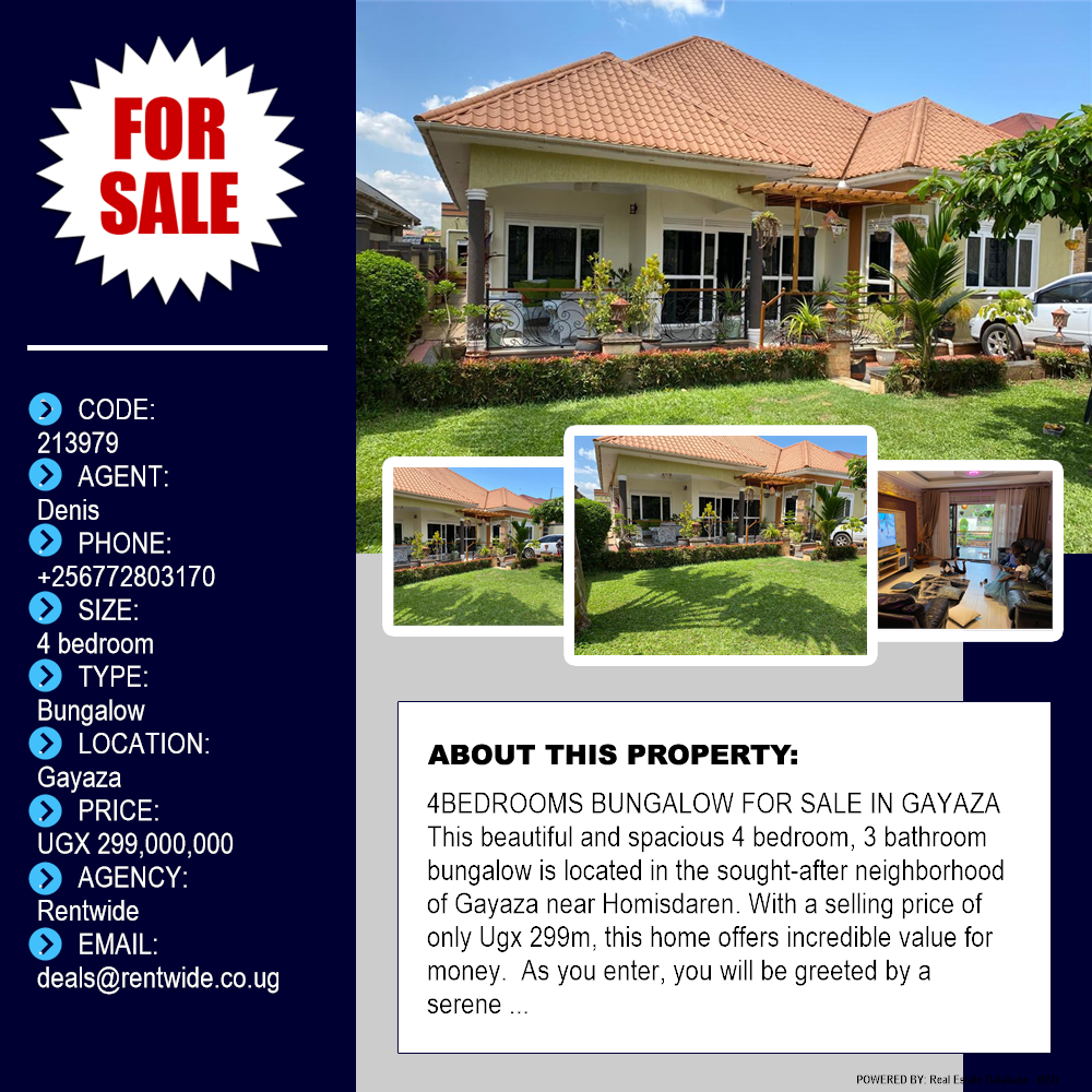 4 bedroom Bungalow  for sale in Gayaza Wakiso Uganda, code: 213979