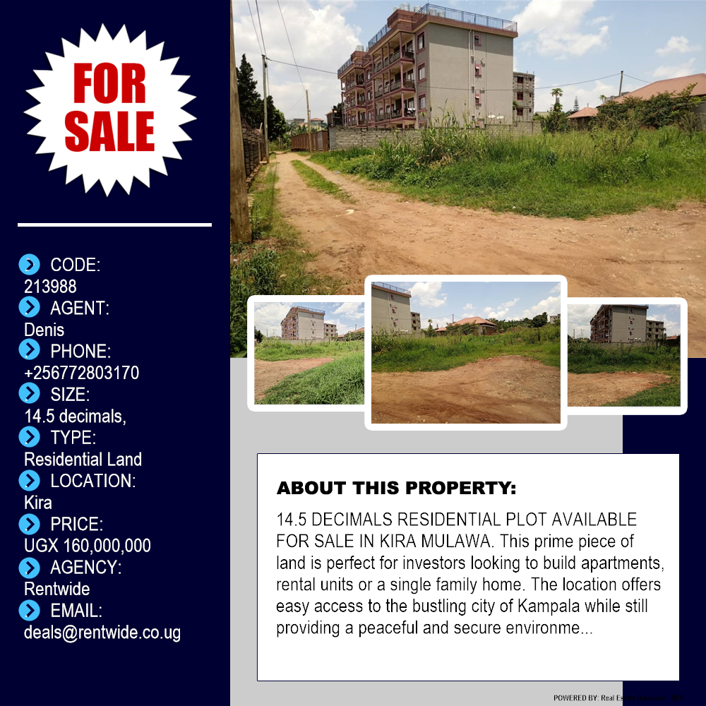 Residential Land  for sale in Kira Wakiso Uganda, code: 213988