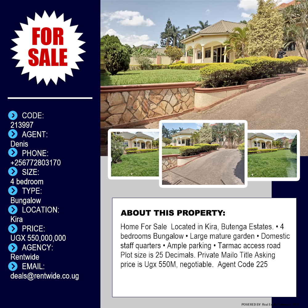 4 bedroom Bungalow  for sale in Kira Wakiso Uganda, code: 213997