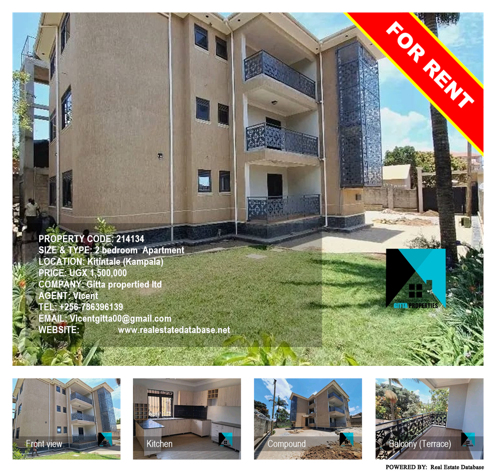 2 bedroom Apartment  for rent in Kitintale Kampala Uganda, code: 214134