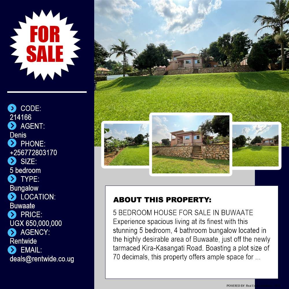 5 bedroom Bungalow  for sale in Buwaate Wakiso Uganda, code: 214166