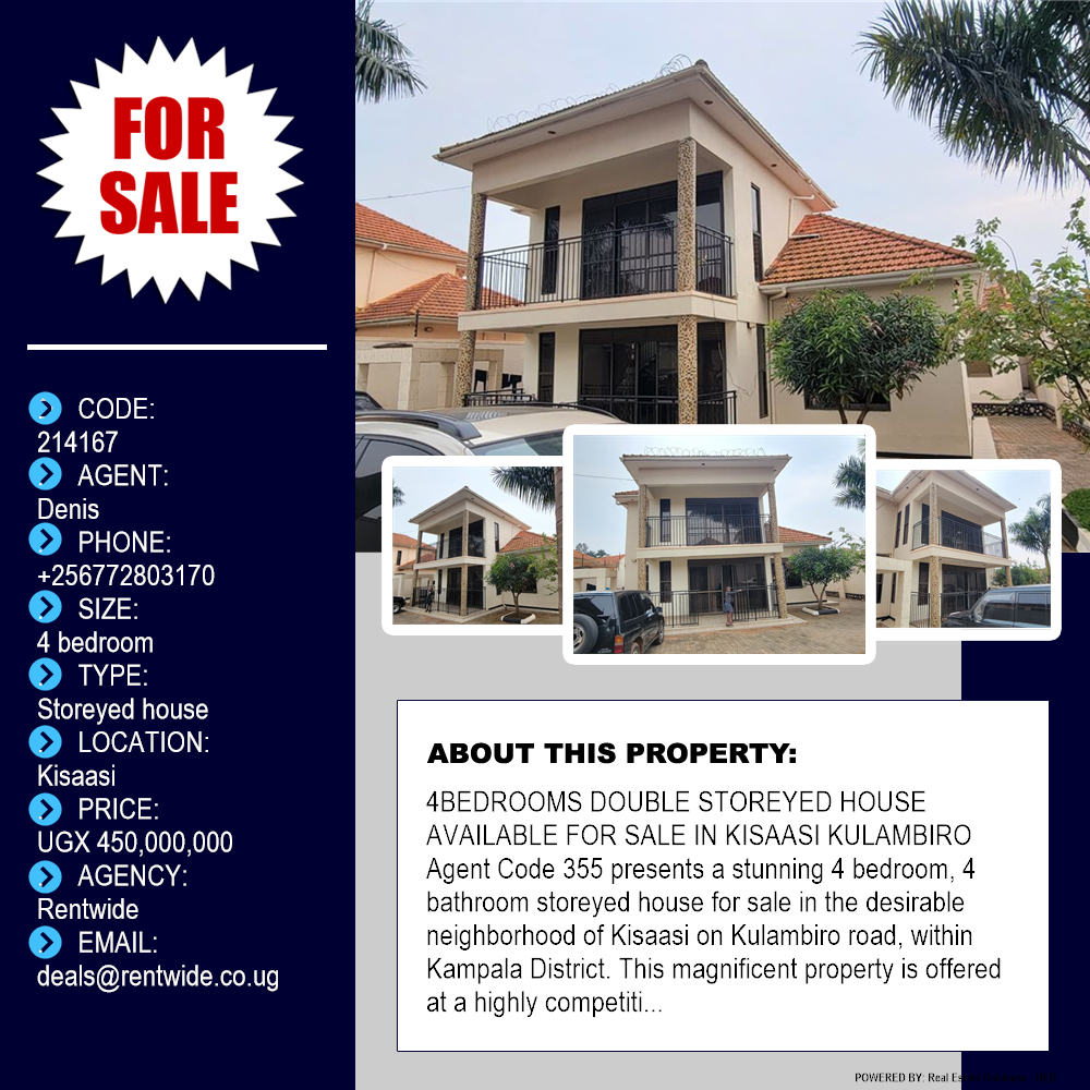 4 bedroom Storeyed house  for sale in Kisaasi Kampala Uganda, code: 214167