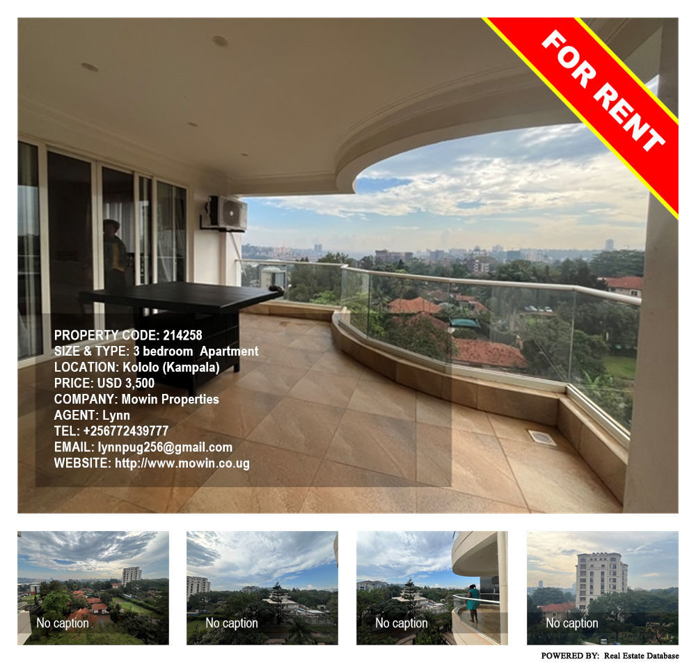 3 bedroom Apartment  for rent in Kololo Kampala Uganda, code: 214258