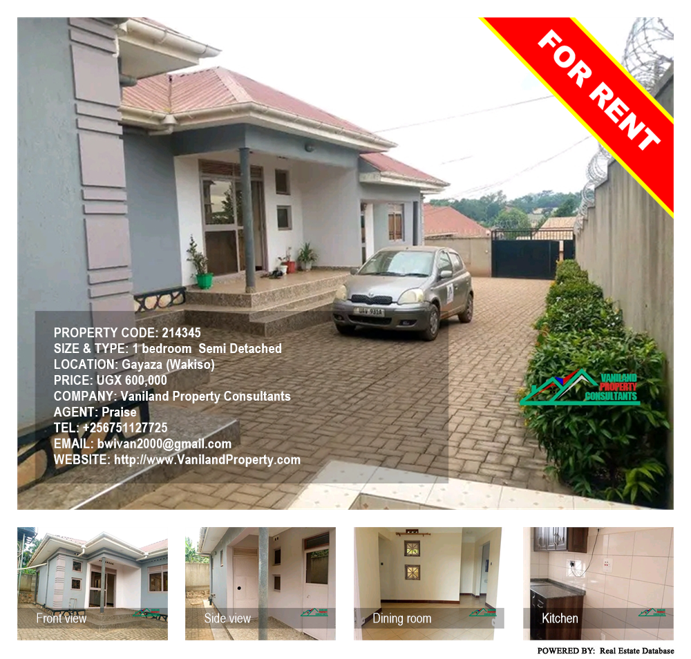 1 bedroom Semi Detached  for rent in Gayaza Wakiso Uganda, code: 214345