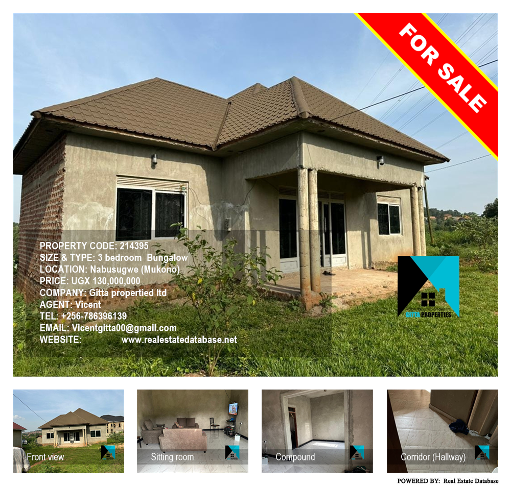 3 bedroom Bungalow  for sale in Nabusugwe Mukono Uganda, code: 214395