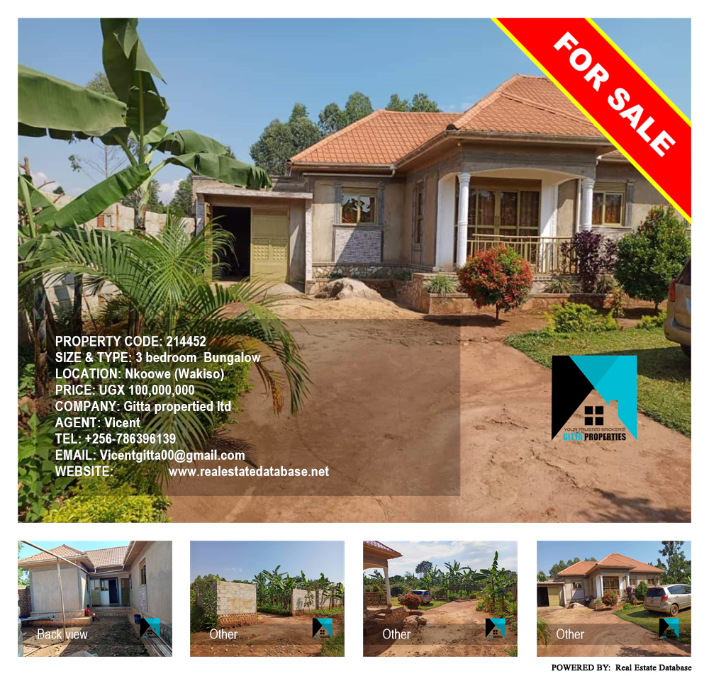 3 bedroom Bungalow  for sale in Nkoowe Wakiso Uganda, code: 214452