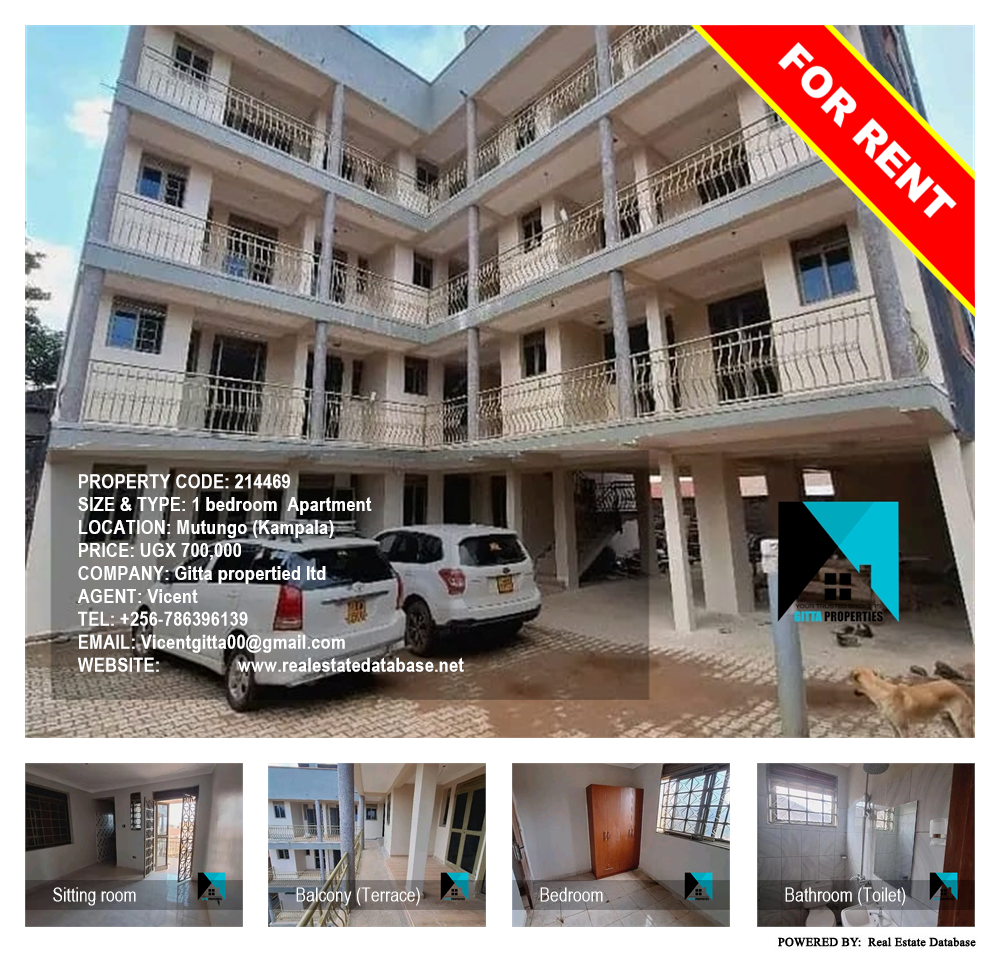 1 bedroom Apartment  for rent in Mutungo Kampala Uganda, code: 214469