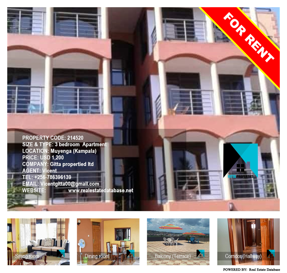 3 bedroom Apartment  for rent in Muyenga Kampala Uganda, code: 214520