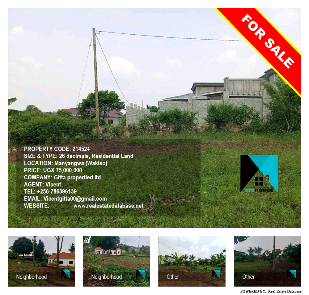 Residential Land  for sale in Manyangwa Wakiso Uganda, code: 214524