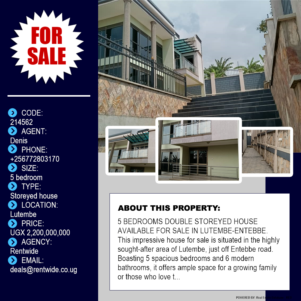 5 bedroom Storeyed house  for sale in Lutembe Wakiso Uganda, code: 214562