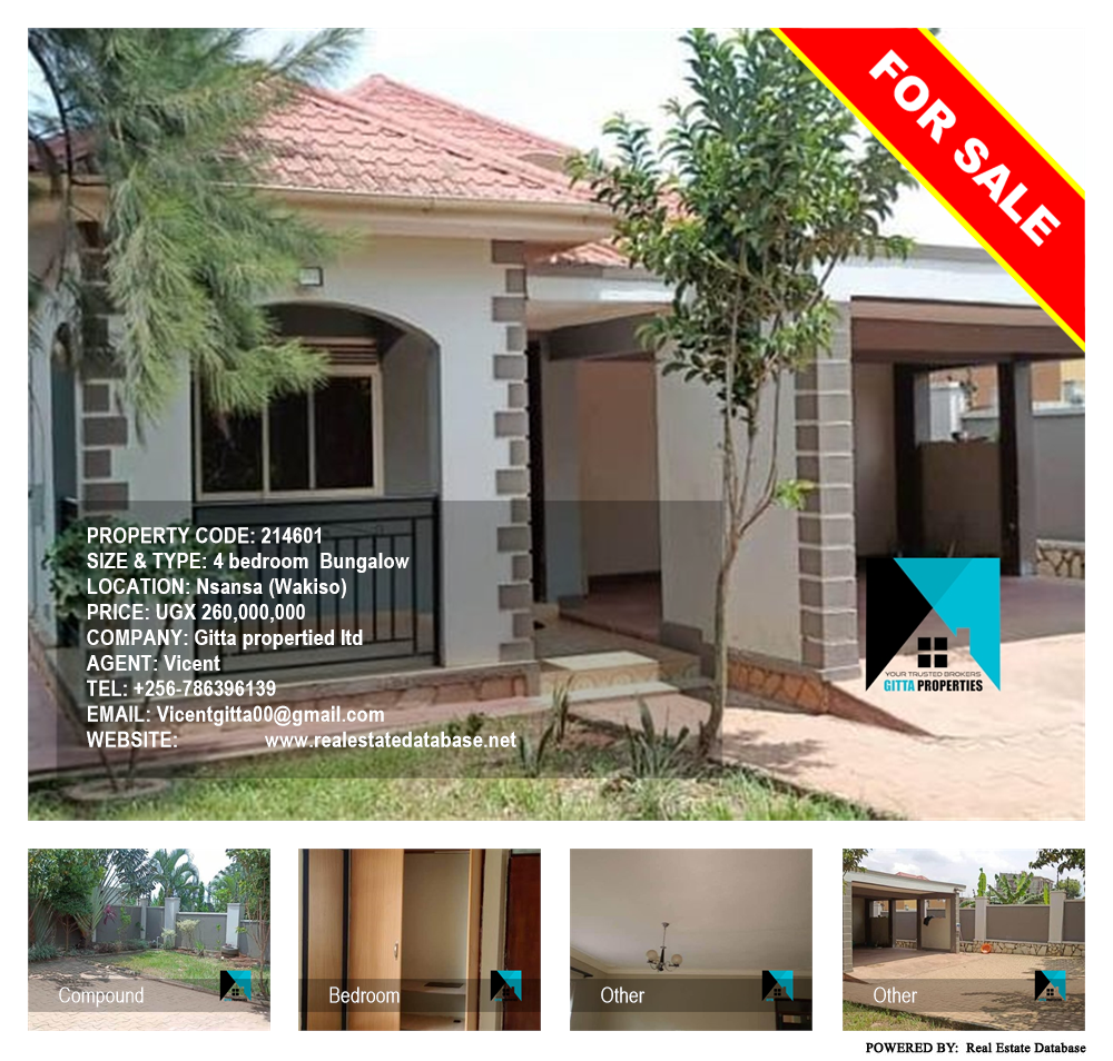 4 bedroom Bungalow  for sale in Nsansa Wakiso Uganda, code: 214601