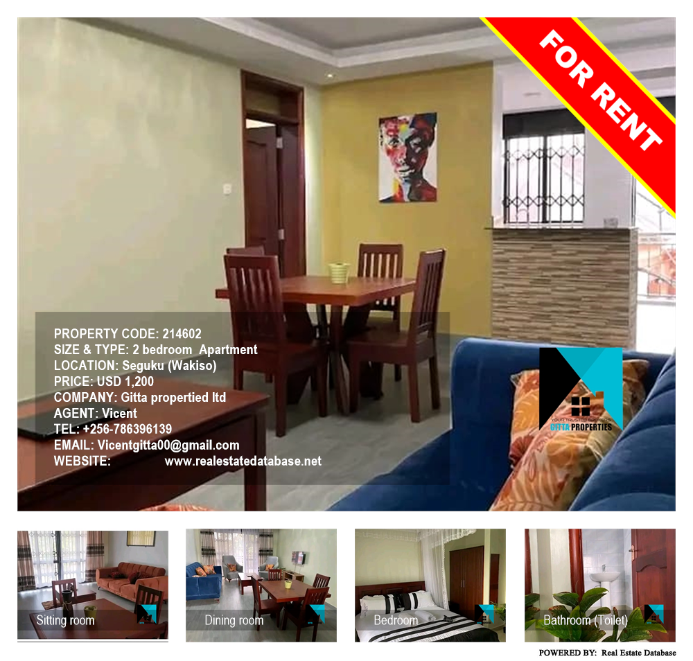 2 bedroom Apartment  for rent in Seguku Wakiso Uganda, code: 214602